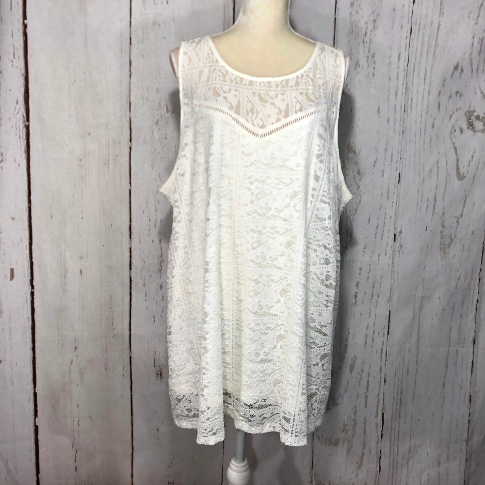 TORRID SLEEVELESS LACE WHITE DRESS/TANK TOP SIZE 4